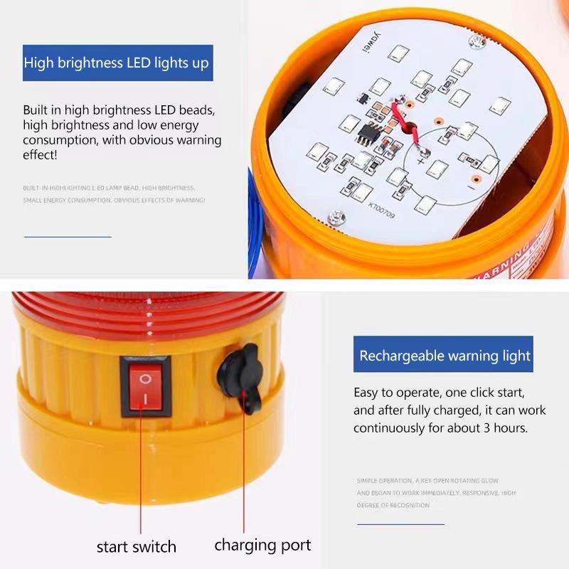 Magnetic Rechargeable LED Warning Light High Brightness Wide Lighting Range for Night Off-road Vehicle Emergency Safety
