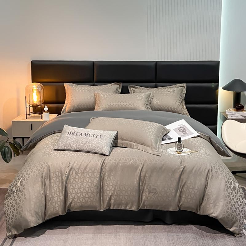 New high-quality embroidered tencel breathable and washable satin jacquard quilt cover 4-piece set for double bed universal for