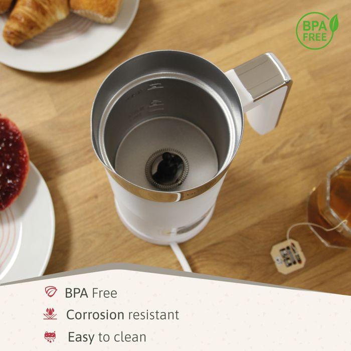 Elegance Mousseur À Lait Électrique, Réchauffeur Mousseur Froid/Chauffant 130ml Briebe MF1172WHT 500W Blanc 04124