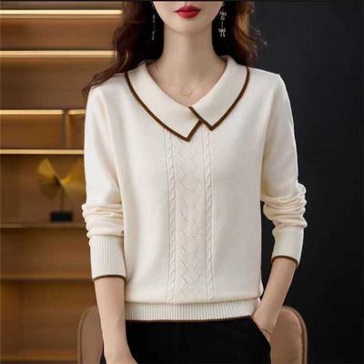 Women's V Neck Sweater Solid Color Slim Knit Pullover Sweater Autumn Winter