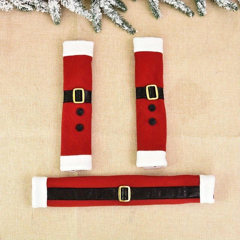 

Christmas Plush Cloth Appliance Handle Covers - Soft, Decorative, Universally Fitting for Refrigerator, Microwave Oven, Door Han красный