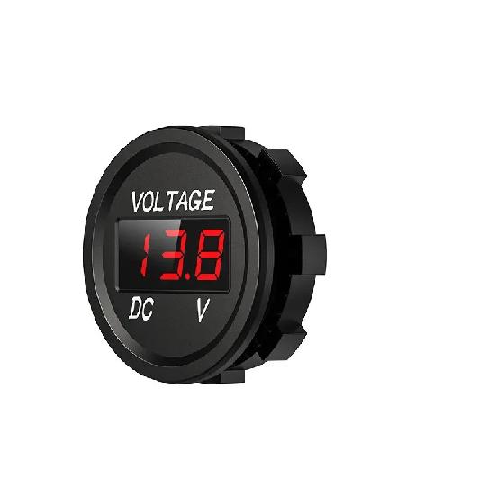DC 12V 24V Waterproof Car Voltmeter LED Digital Display Panel Round Voltage Gauge for Car Motorcycle Truck Boat ATV UTV