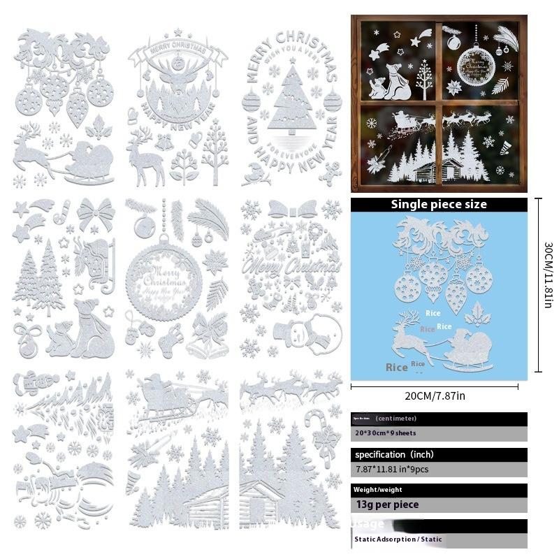 Santa Claus Christmas Ornaments Static Stickers Window Grilles Scene Arrangement Glass Doors Stickers Windows