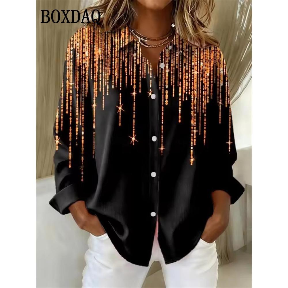 Women s Shirt Blouse Plaid Casual Long Sleeve Shirts Lapel Tops Fashion Daily Patchwork Buttons Print Fall Winter Clothes S