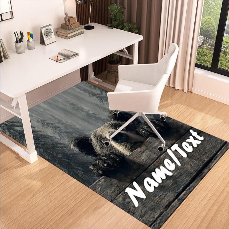 1PC Custom Name Bear Forest Theme Floor Mat Ideal for Living Room, Game Rooms, Office, Bedroom,Floor Mat Playful Design