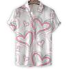 Cartoon 3d Print Love Heart Hawaiian Shirt Men Women Summer Short Sleeve Tees Lapel Button Shirts Tops Street Oversized Blouse