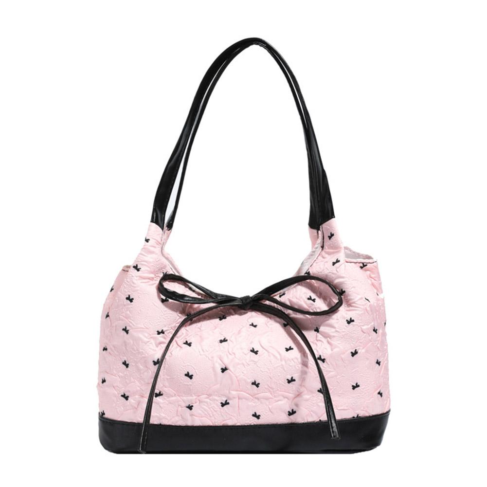 Sweet Single Shoulder Underarm Bag Bow Print Tote Bag Fashion Underarm Bag Protable Casual Commute Niche Handbags