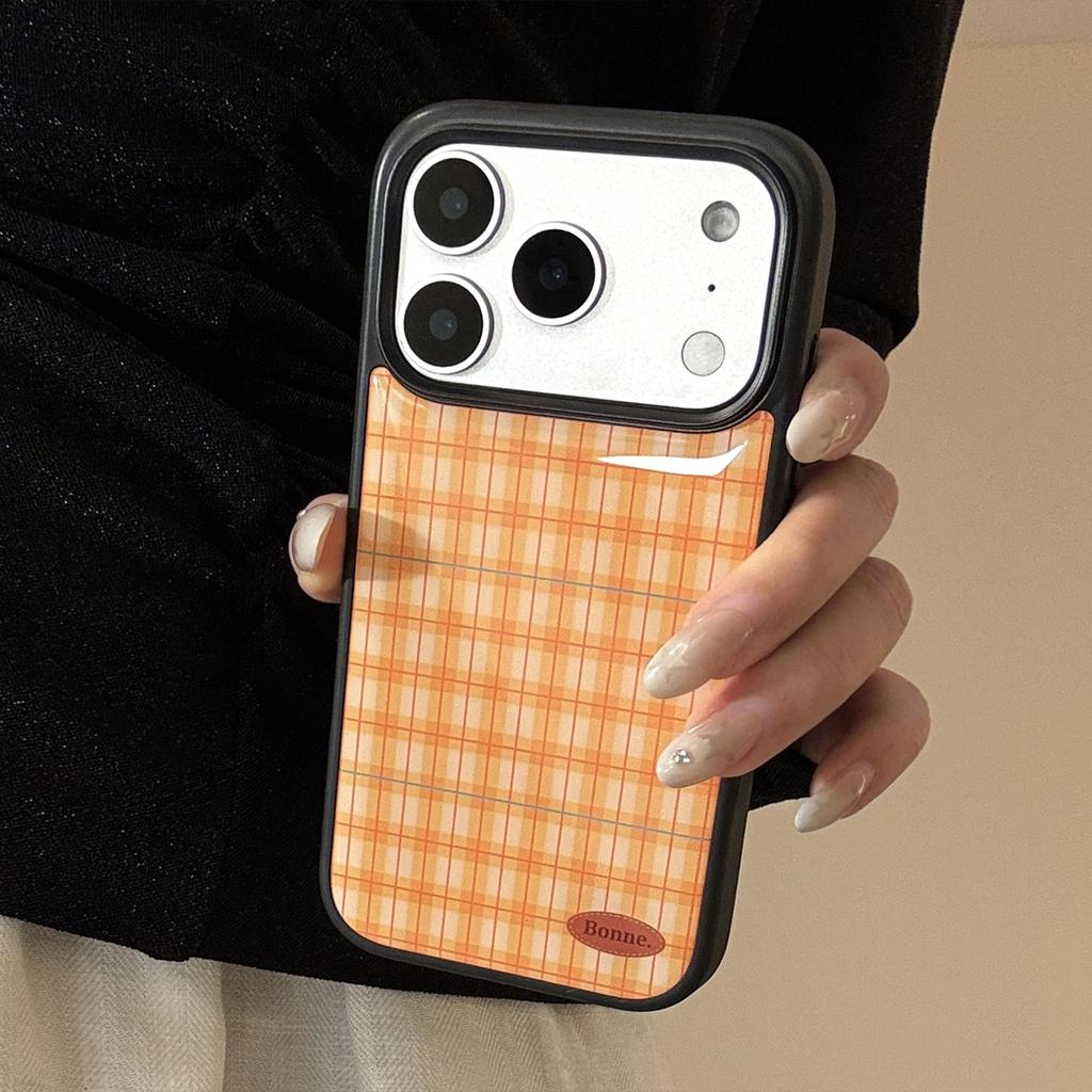 Orange Grid Pattern Phone Case for Apple iPhone 15/13/17 Promax