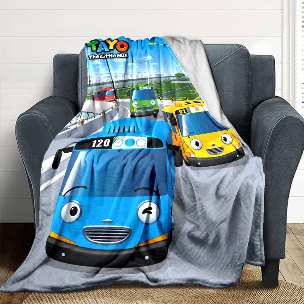 Coperta in Flanella con Stampa di Tayo il Piccolo Autobus Alta Qualità Calda Confortevole Coperta per Tutte le Stagioni Perfetta per Regali Decorazioni per la Casa