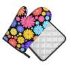 Flower Oven Mitts and Pot Holders Sets Heat Resistant 2 Pcs for Safe BBQ Cooking Baking Grilling