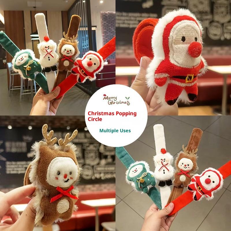Weihnachts-Klatscharmband Kinder Niedliches Cartoon-Plüsch-Armband Klatschbänder Kinder Weihnachtsgeschenke Feiertagsdeko Armband