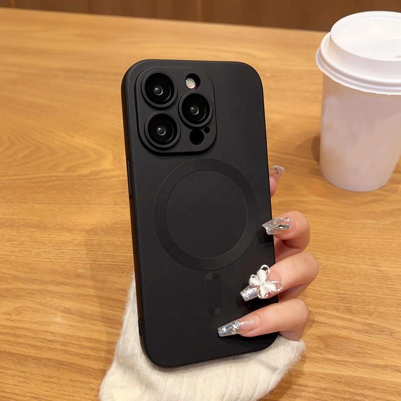 

Для Magsafe Magnetic Wireless Charger Phone Case для iPhone 16 15 14 Plus 13 12 11 Pro Max Мягкий силиконовый стеклянный защитный чехол для объектива iPhone 16 Pro Max чёрный