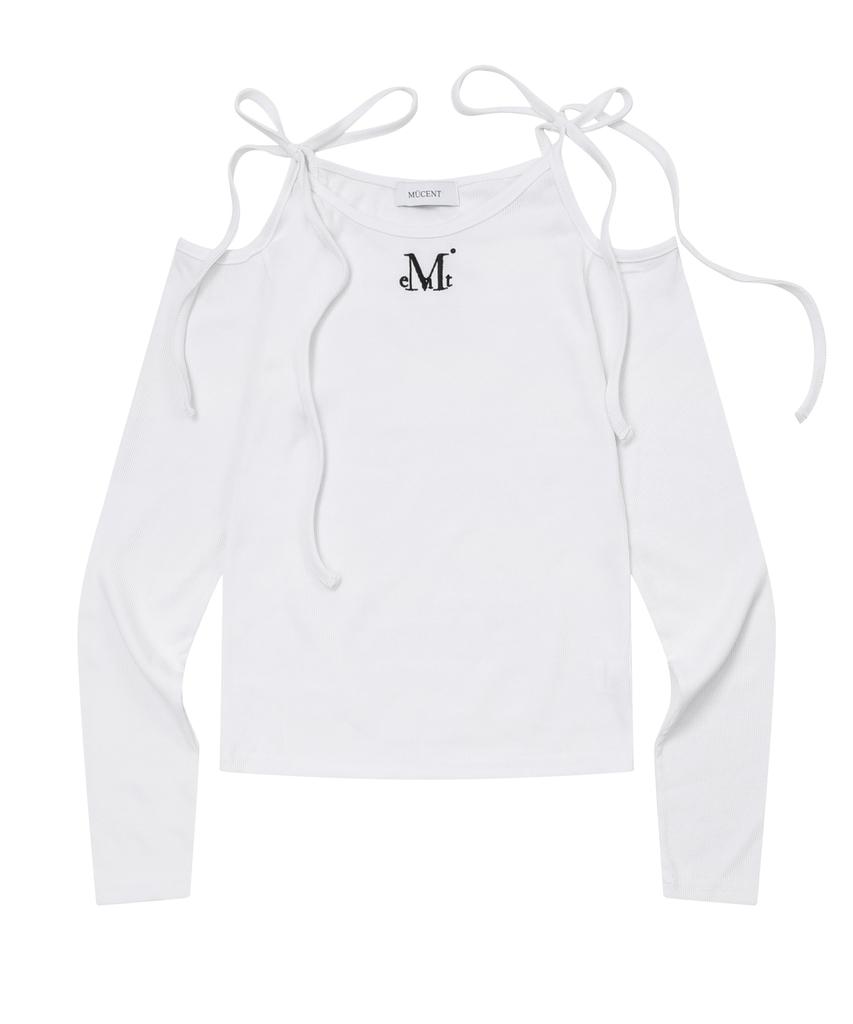 MUCENT Neckline Ribbon Off-Shoulder Tee (3 Colors)