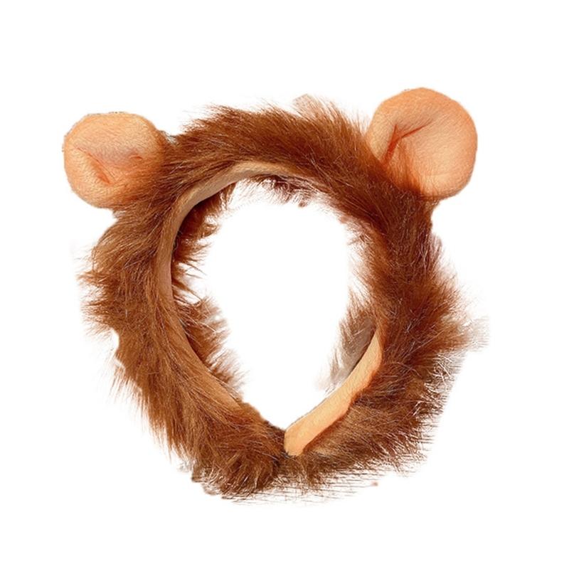 

Cartoon Lion Headband 3D Animal Plush Hairband Women Face Washing Hairhoop Adult Kids Family Gathering Party Headwear 1