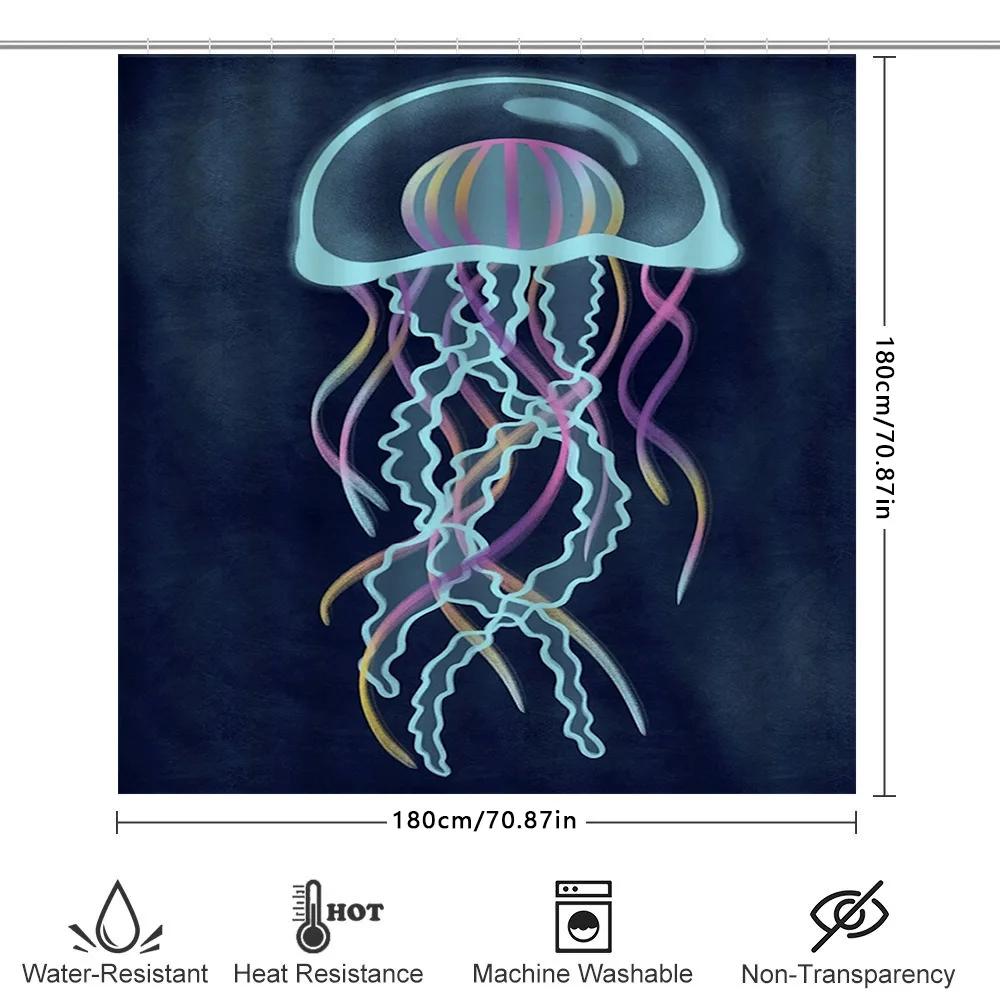 Modern Jellyfish Shower Curtain Blue Print Waterproof Bathroom Decorative Liner For Home Decoration Extra Large
