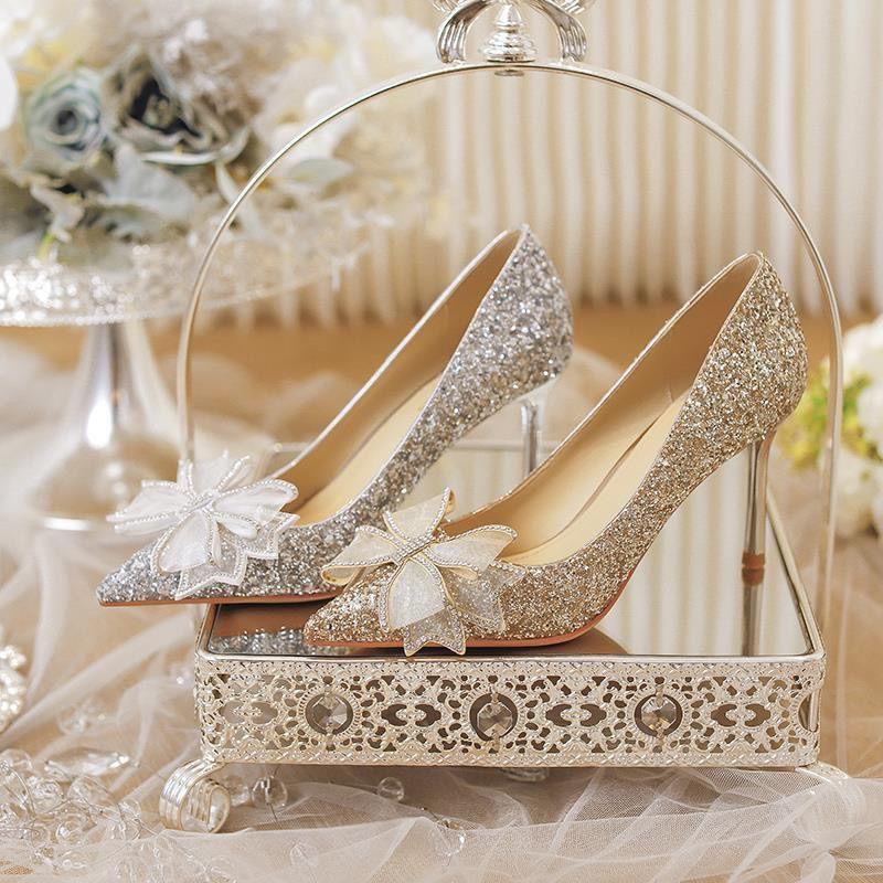 French temperament thin heel light mouth single shoes women's new high-end sense versatile comfortable bow women's high heels