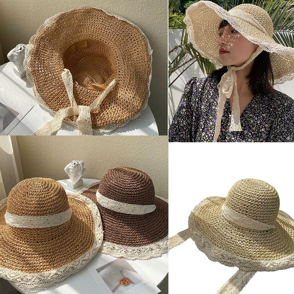 

Women Summer Straw Cap Foldable Anti-UV Bucket Hat Fisherman Hats Sun Hat Beach Cap