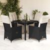 VidaXL Garden Dining Set Cushions 5pcs Black Wicker, Outdoor Dining Set, Furniture of 3276864