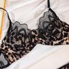 Krajková výšivka Leopardí potisk Push-up Podprsenka a Kalhotky - Sexy a Pohodlné Dámské Prádlo