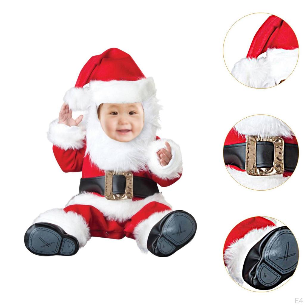 Baby Weihnachtskostüm Kuschelig mit Mütze Weiches Verkleidungs-Halloween Säuglings-Strampler S Weihnachtsmann