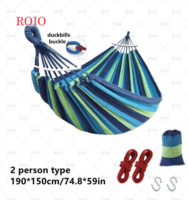 Outdoor Thicken Canvas Hammock Home Garden Leisure 1-2 Person Swing Chair Camping Hunt Rest Stripe Hanging Bed Colorful Hammock