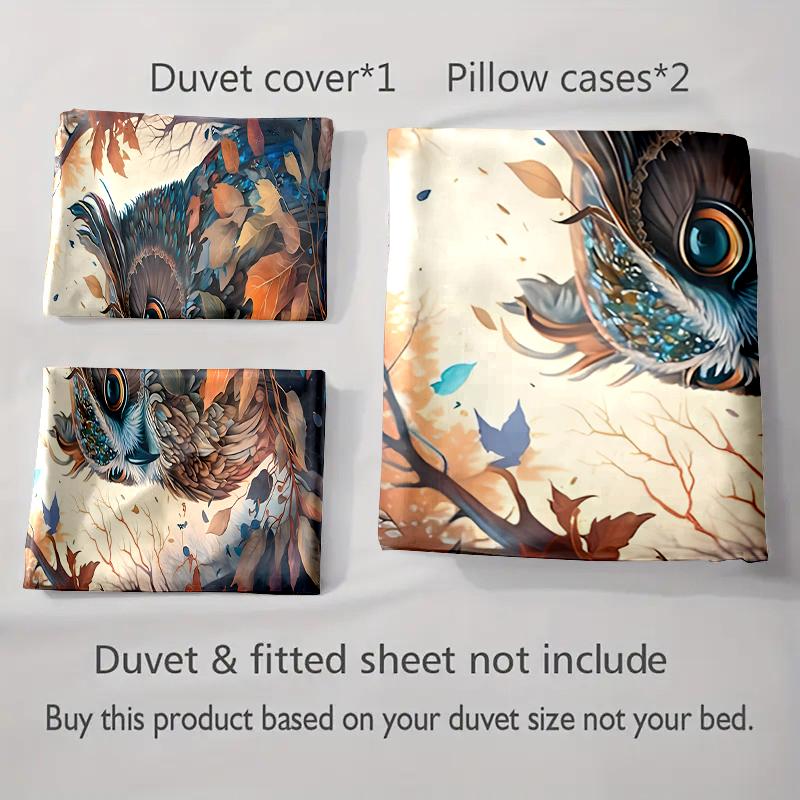 Owl autumn motif. Bedding Duvet cover sets Duvet covers Pillowcases gifts (1 * Duvet Cover 2 * Pillowcases, without duvet insert)