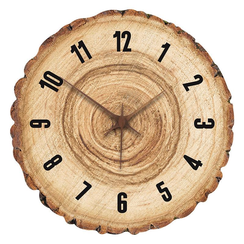 Creative Annual Ring Clock Log Modern Simple Fashionable Annual Ring Wood Grain Home Living Room Personalized Bedroom Wall Clock Clock