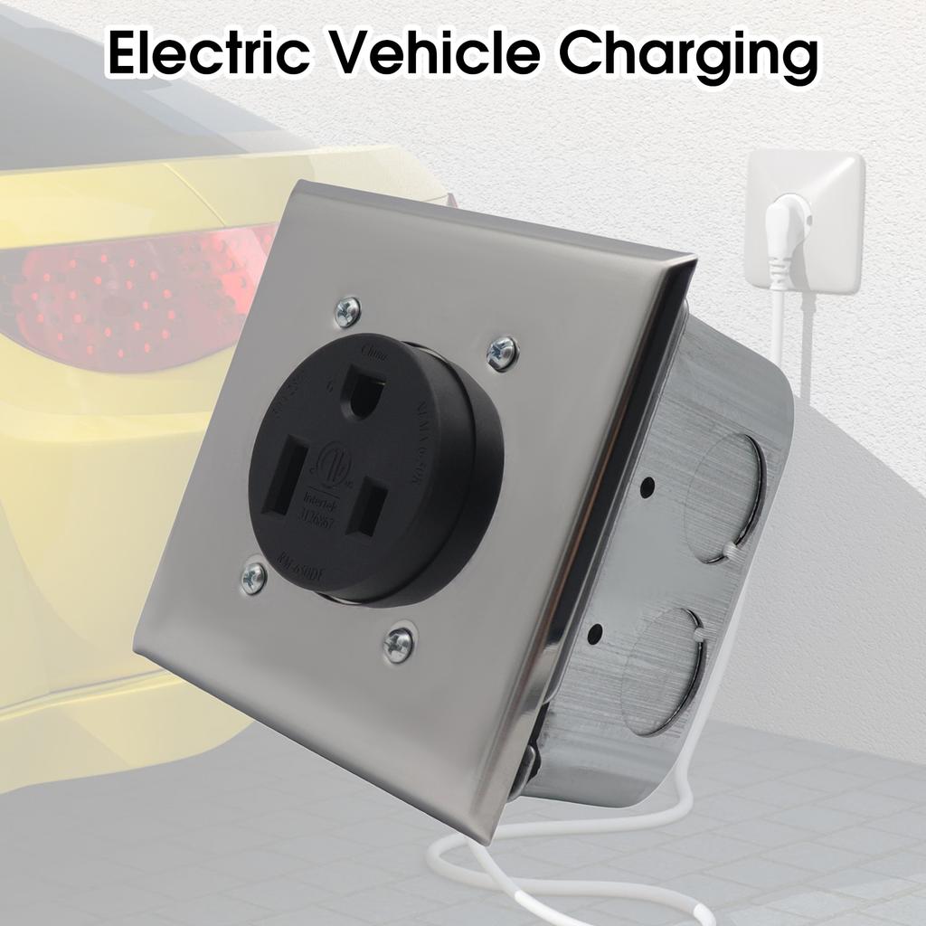 Prise de courant NEMA 6-50R 50A, Prise électrique pour soudeuses, découpeurs plasma, cuisinières électriques, sèche-linge et plus, Montage en surface ou encastré