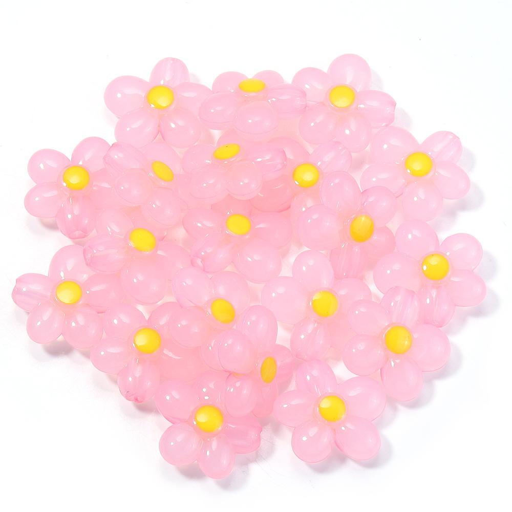 20pcs 20.5x21mm Flower Acrylic Beads Colorful Five Petals Flower Loose Beads For Jewelry Making DIY Bracelet Earrings Keychain