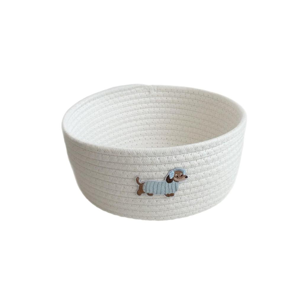 Blue Ear Dog Cotton Rope Storage Basket - Perfect for Snacks, Toys, and Sundries
