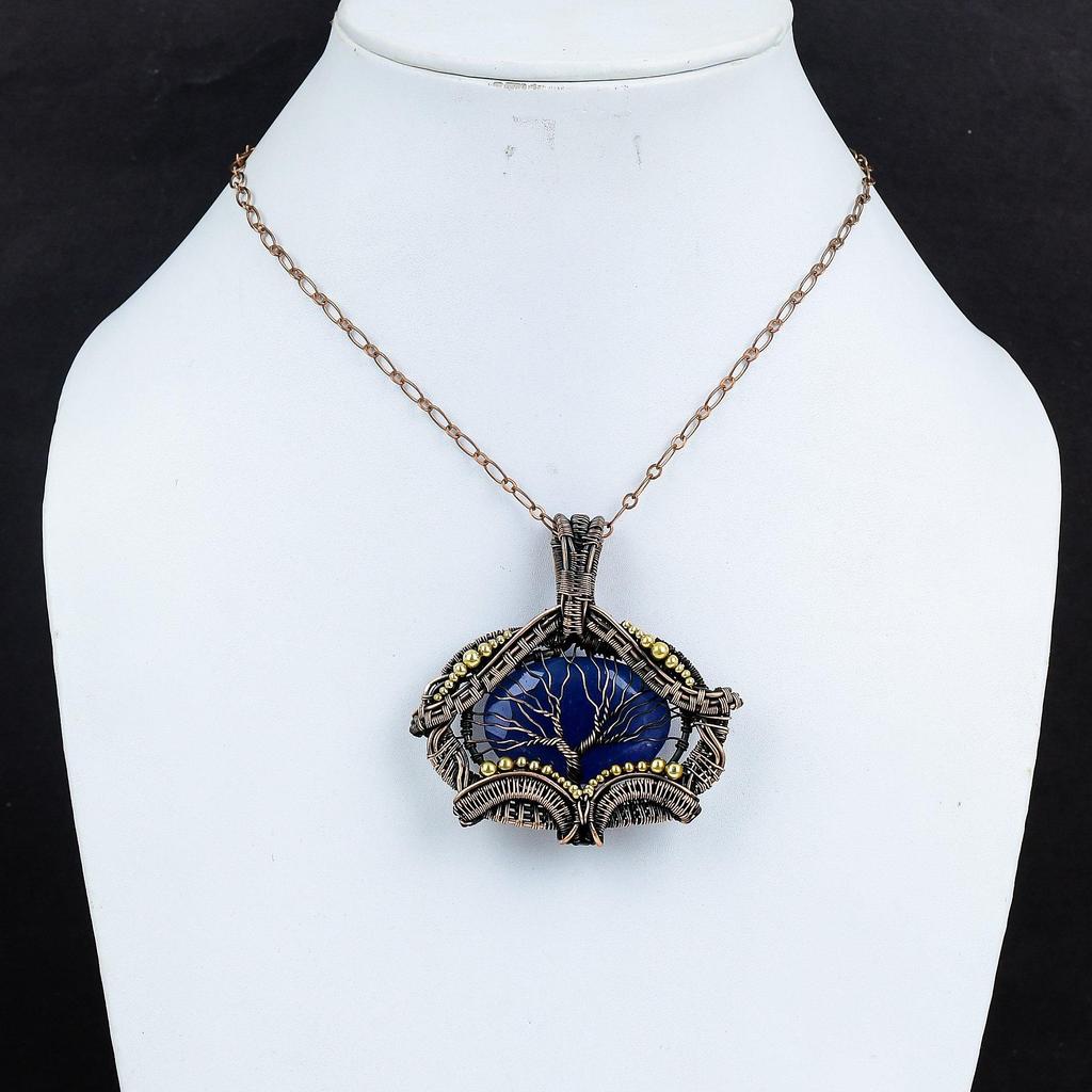 Baum des Lebens Facettierter Blauer Saphir Anhänger Kupferdraht gewickelter Anhänger Handgefertigter Anhänger Edelsteinschmuck Geschenke für Sie Anständiger Kupferschmuck