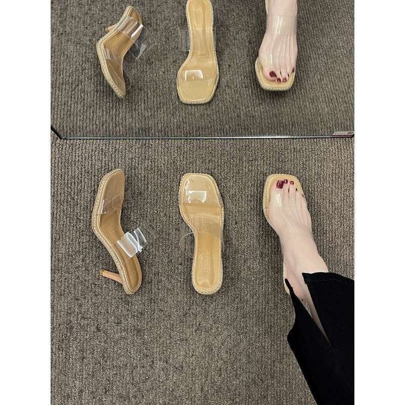 2025 Summer New Stiletto Women's Sandals Fashion Sandals Super Fire Transparent High-heeled Slippers Women's Wear