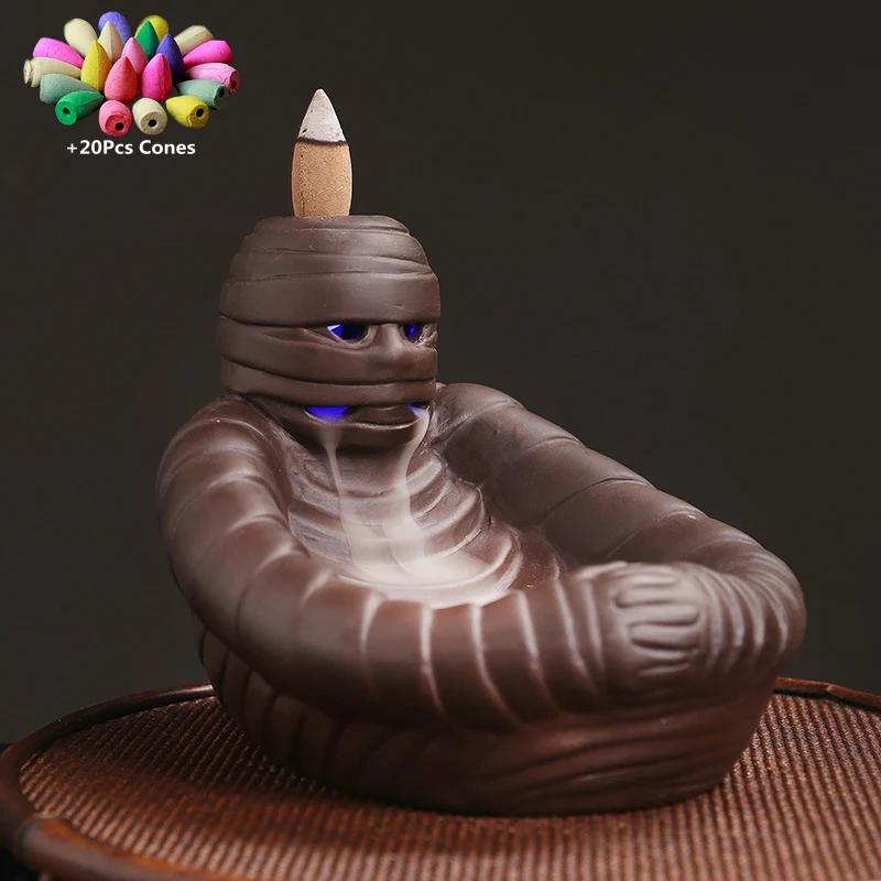 

+20 шт. благовоний Хэллоуин тыква украшение светодиодный череп обратный поток благовоний курильница керамический держатель для поделок офисный декор чай питомец