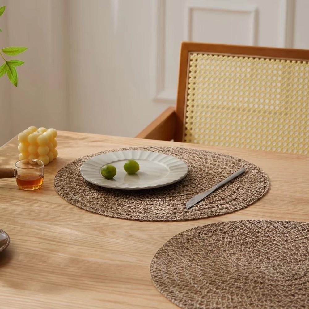 New Woven Dining Placemats Heat-resistant Round Insulation Mat Washable Boho Style Table Mat For Coffee Kitchen Dining Room