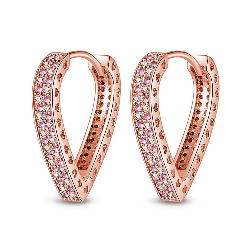 925 Silver Love Heart Hoop Earrings Women Zircon Circle Fine Jewelry Gift Accessories Simple Elegant Design
