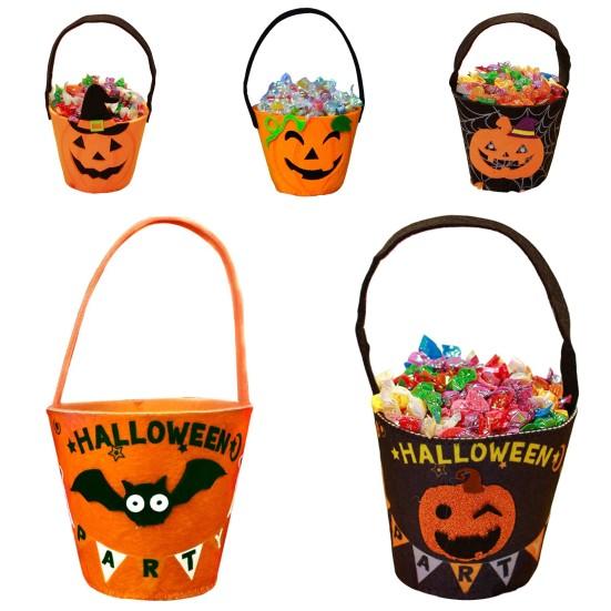 Halloween Candy Bag with Handle Large Capacity Bat Pumpkin Print Candy Treat Bag Cosplay Accessories