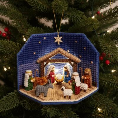 DIY Nativity Scene Ornament Kit with LED Lights Beginner Friendly Christmas Decoration Easy To Hang Holiday Ornament for Tree And Home