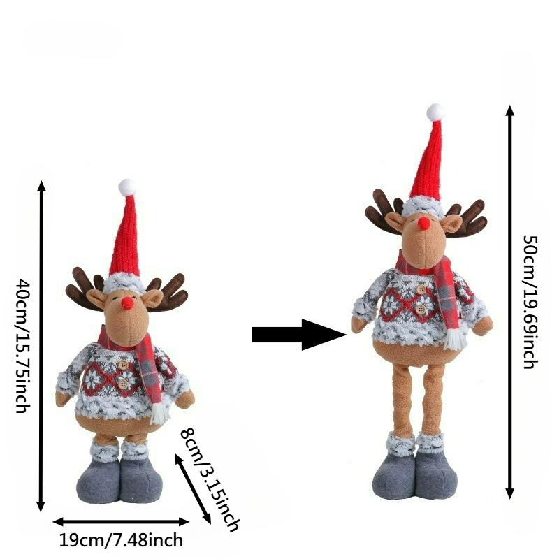 1pc Multiple Christmas Standing Posture Telescopic Doll Hotel Showcase Christmas Snowman Reindeer Doll Decorative Ornaments Gift