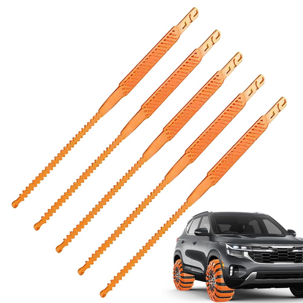 Snow Tire Chains Heavy Duty Anti-Skid Belt 5 Pieces Non-Slip Zip Tie Car Tires Chain For Vehicle Automotive Scooter SUV Sedan