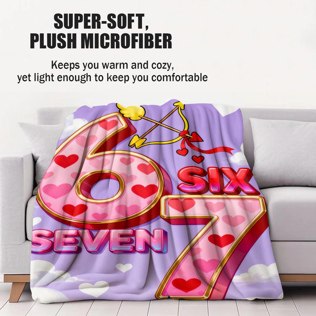 67 Six Seven Element pattern Flannel printed blanket suitable for all seasons suitable for living room office sofa and travel