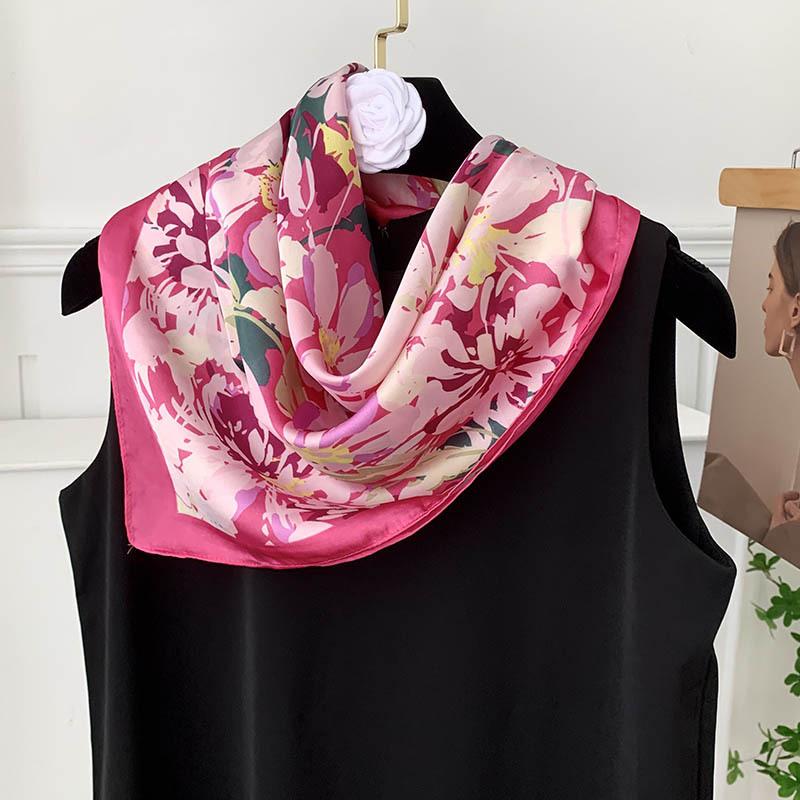 Retro 70*70 Square Scarf Colorful Silk Scarf Women Neck Scarf All-Match Shawl  Trendy Headscarf Women'S Accessories Gifts