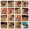 Vintage Ethnic Style Enamel Fired Blue Peony Flower Adjustable Ring for Women  Floral Luxury Party Vacation Jewelry Gifts