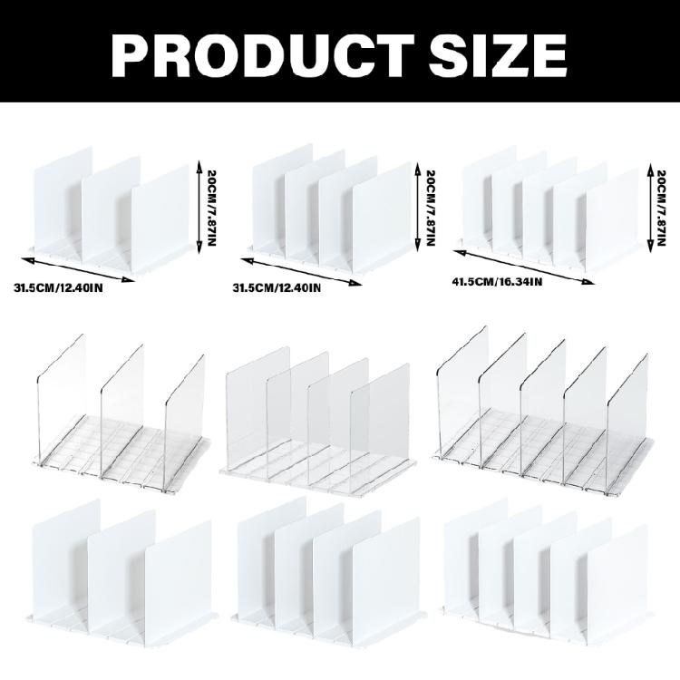 Household Organization Sturdy Plastic Shelf Dividers with Adjustable and Portable Designs for Easy Storage Solution