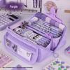 Pencil Case, Large Capacity Multi‑layer Zipper Pencil Pouch, Girlish Heart Portable Pen Bag for Elementary Students Teens Girls Women