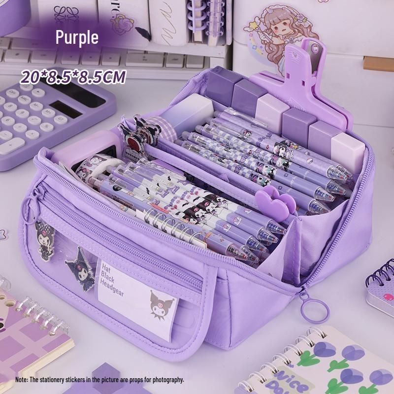 Pencil Case, Large Capacity Multi‑layer Zipper Pencil Pouch, Girlish Heart Portable Pen Bag for Elementary Students Teens Girls Women