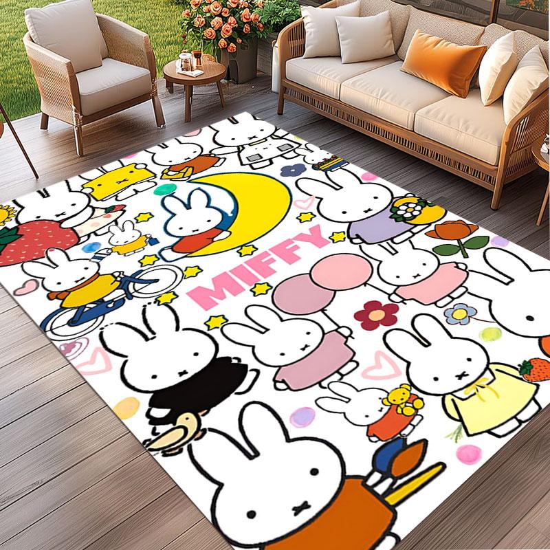 Miffy Print Rug, Washable Floor Carpet, For Entryway Dorm Laundry Room Office Study, Home Decor Birthday Christmas Gift