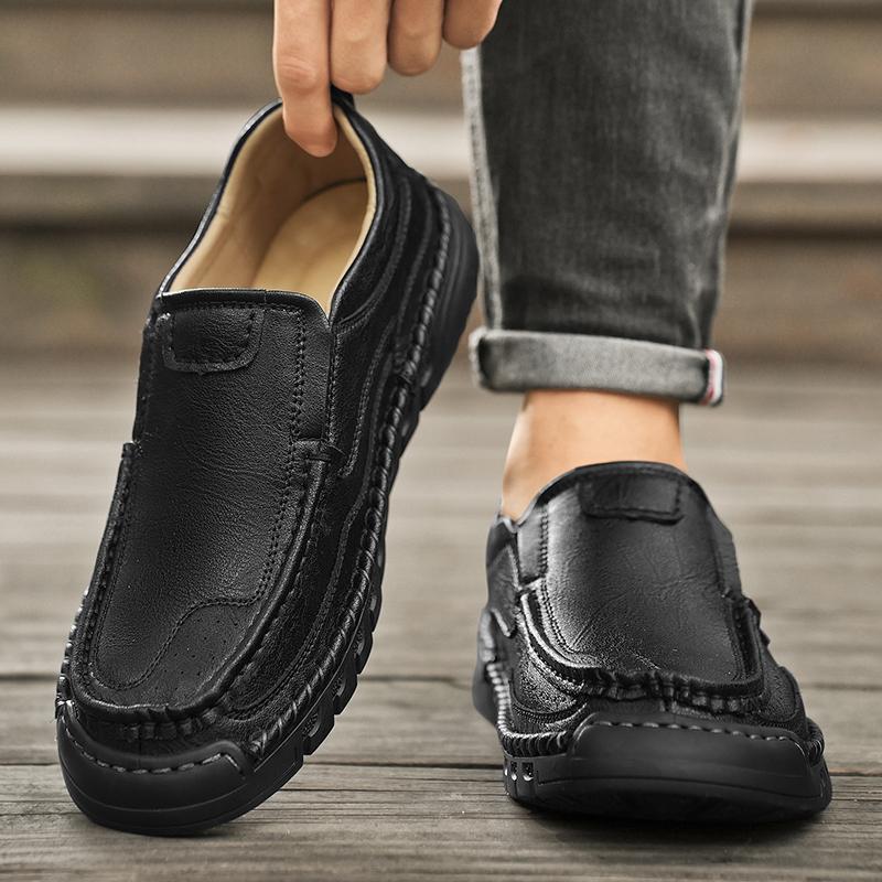 38-46 Retro Cow Leather Shoes Men Loafers Handmade Casual Leather Shoes Moccasins Men Flats Shoes