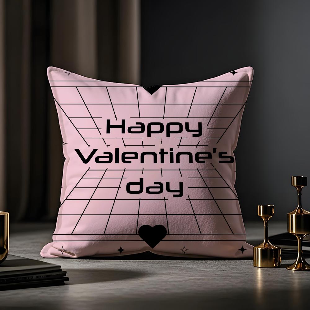 Valentine's Day Stickers X Cushion Cover Anti-dustmite Pillowcase Invisible Zipper Silky Short Plush Sofa Cushion Cover