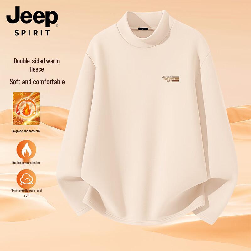 JEEP SPIRIT Men s Plush Half-High Collar Long Sleeve T-Shirt 3XL