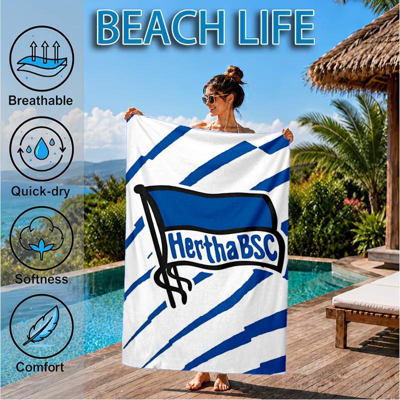 Hertha Bsc Berlin Crest Beach Towel, Quick-drying, Easy To Care For, Suitable for Both Fitness and Beach Vacations,Sports Essential